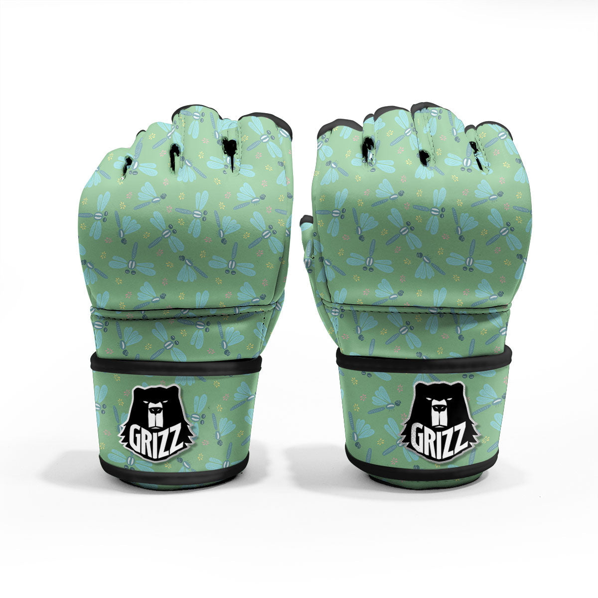 Dragonfly Green Print Pattern MMA Gloves-grizzshop