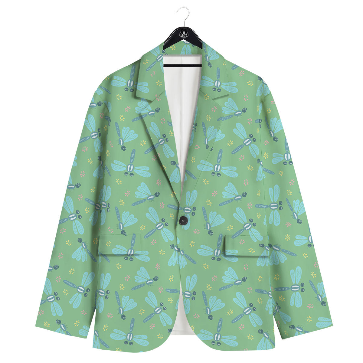 Dragonfly Green Print Pattern Men's Sport Coat-grizzshop