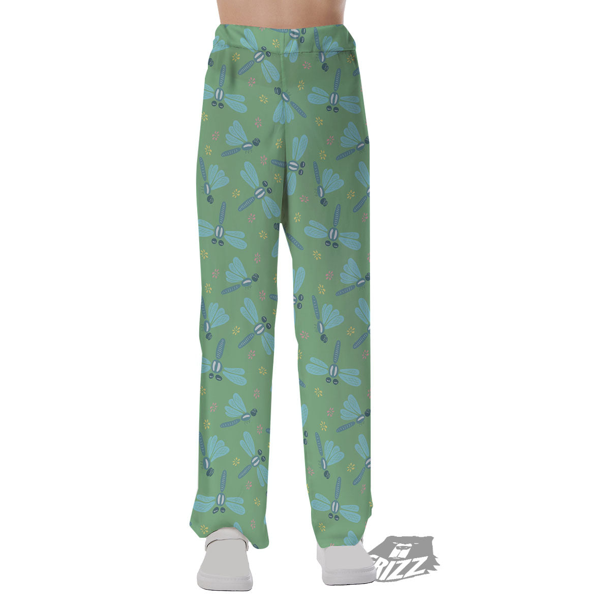Dragonfly Green Print Pattern Pajama Pants-grizzshop