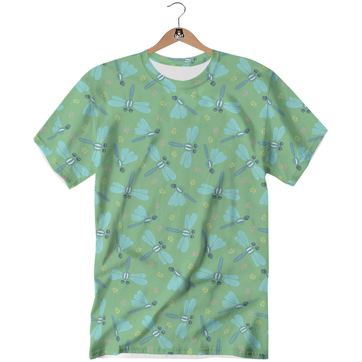 Dragonfly Green Print Pattern T-Shirt-grizzshop