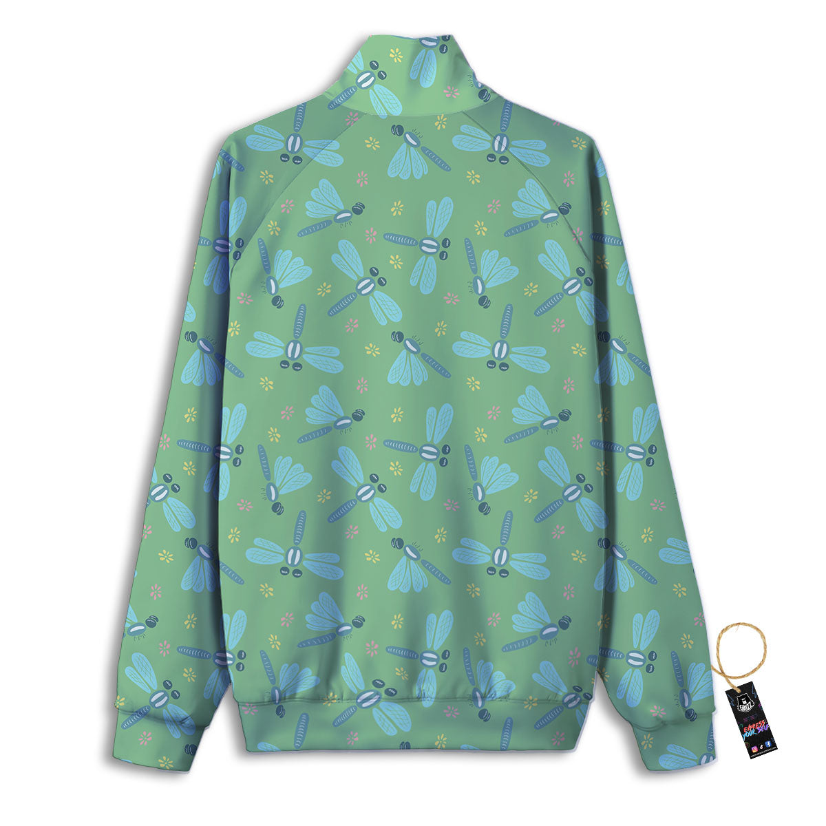Dragonfly Green Print Pattern Track Jacket-grizzshop