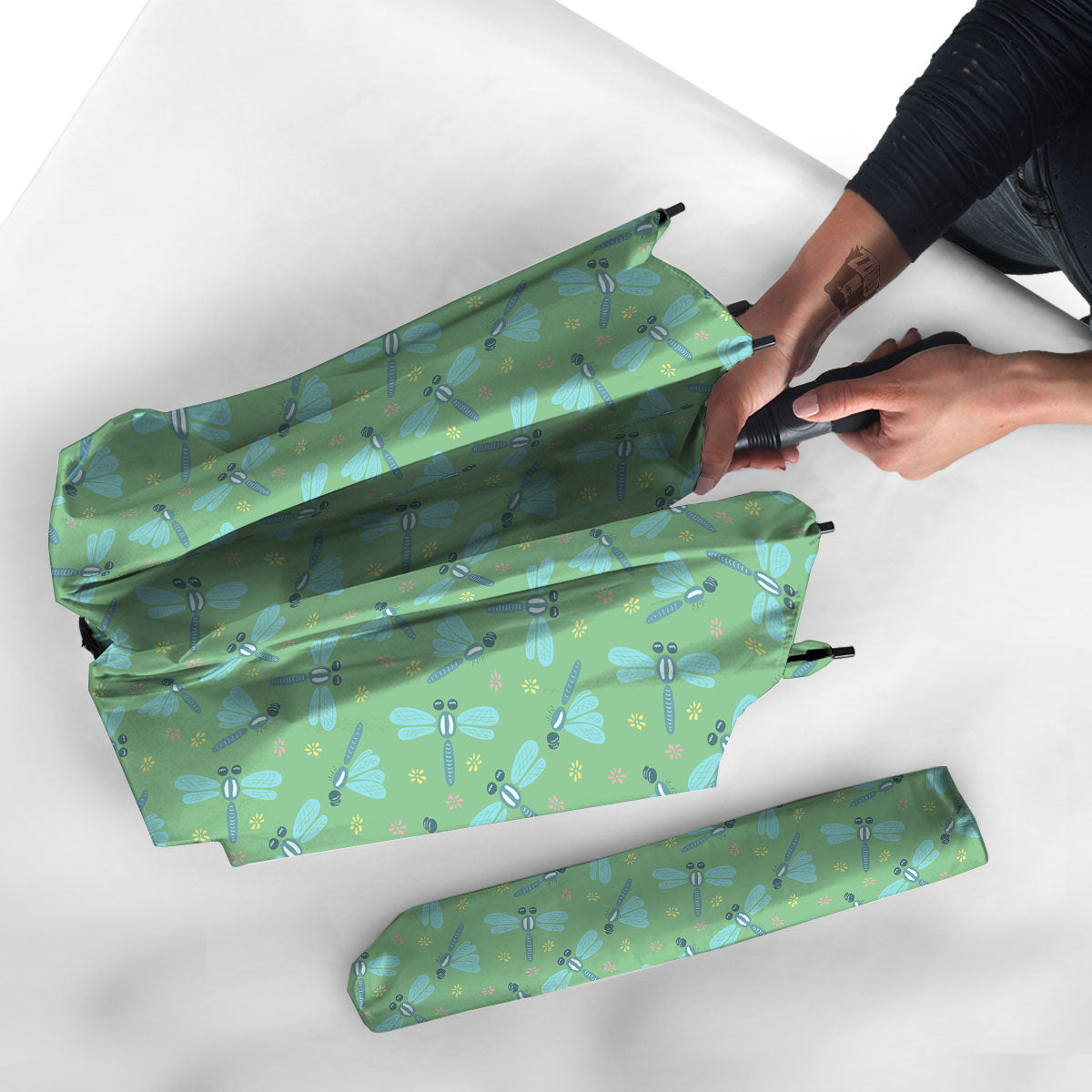 Dragonfly Green Print Pattern Umbrella-grizzshop