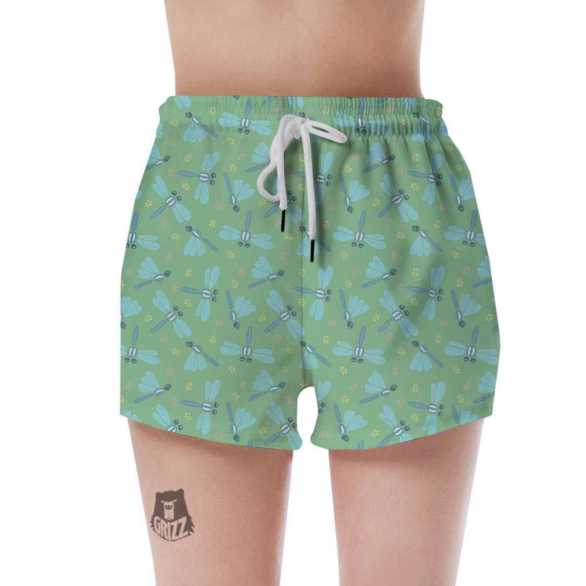 Dragonfly Green Print Pattern Women's Shorts-grizzshop