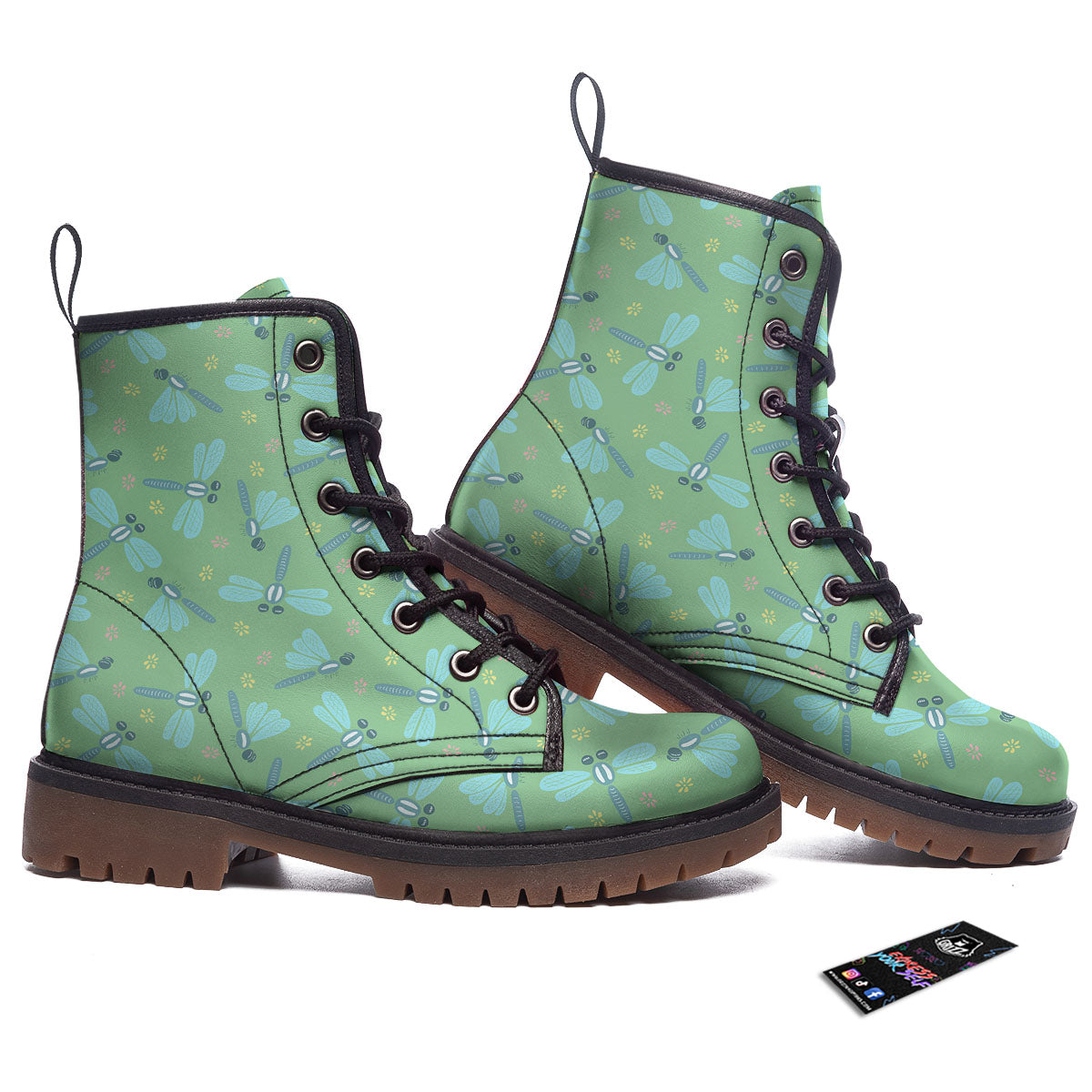 Dragonfly Green Print Pattern Work Boots-grizzshop