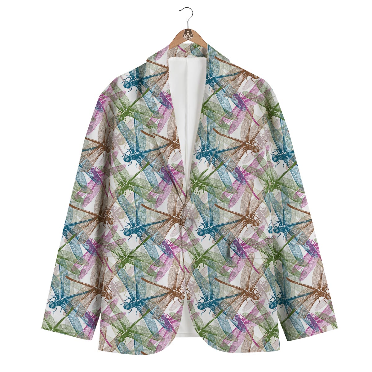 Dragonfly Pattern Men's Blazer-grizzshop