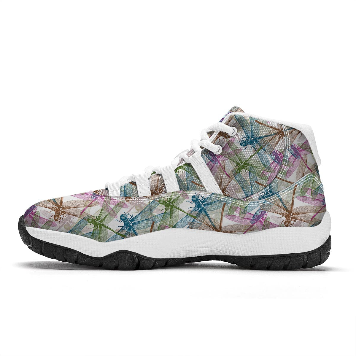 Dragonfly Pattern White Bball Shoes-grizzshop