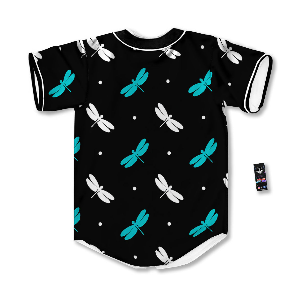 Dragonfly Polka Dot Print Pattern Baseball Jersey-grizzshop