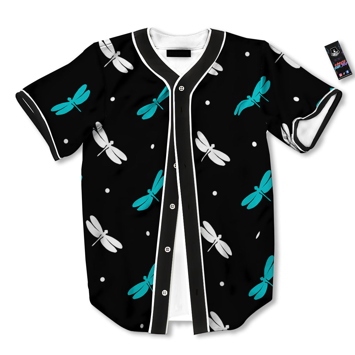 Dragonfly Polka Dot Print Pattern Baseball Jersey-grizzshop