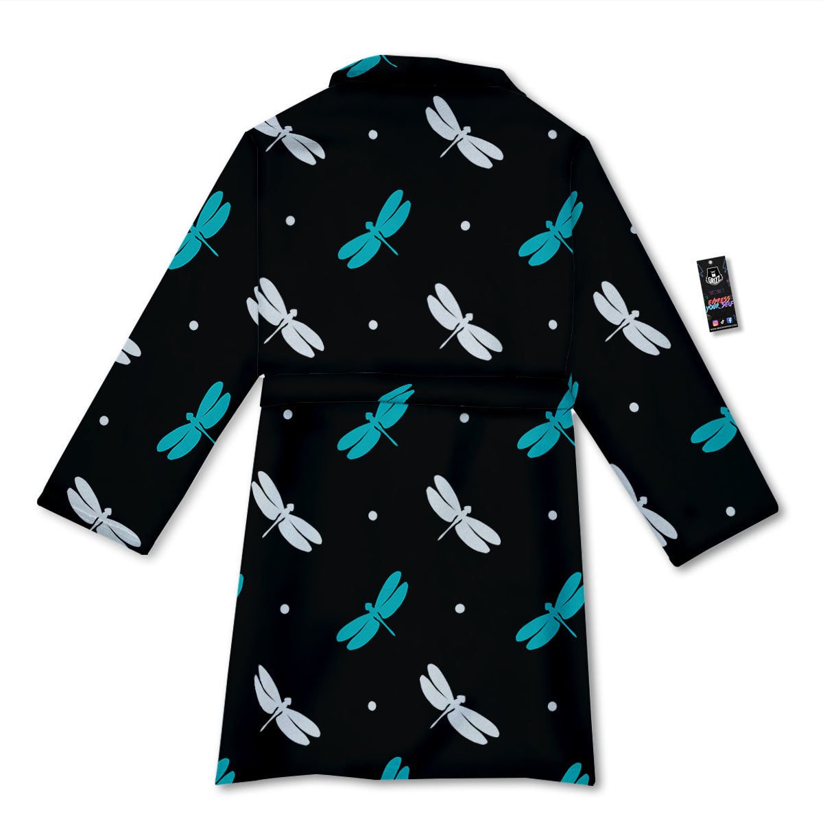 Dragonfly Polka Dot Print Pattern Bathrobe-grizzshop