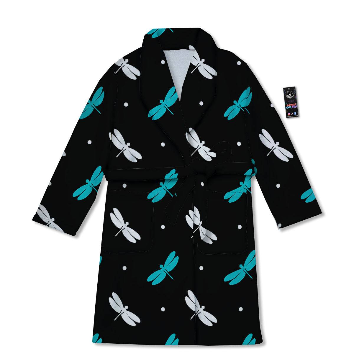 Dragonfly Polka Dot Print Pattern Bathrobe-grizzshop