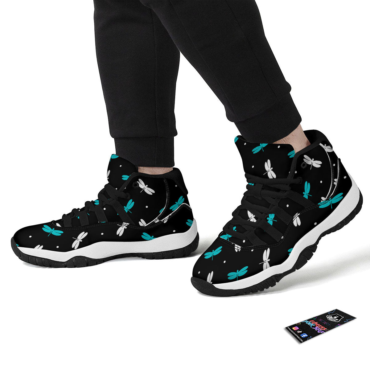 Dragonfly Polka Dot Print Pattern Black Bball Shoes-grizzshop