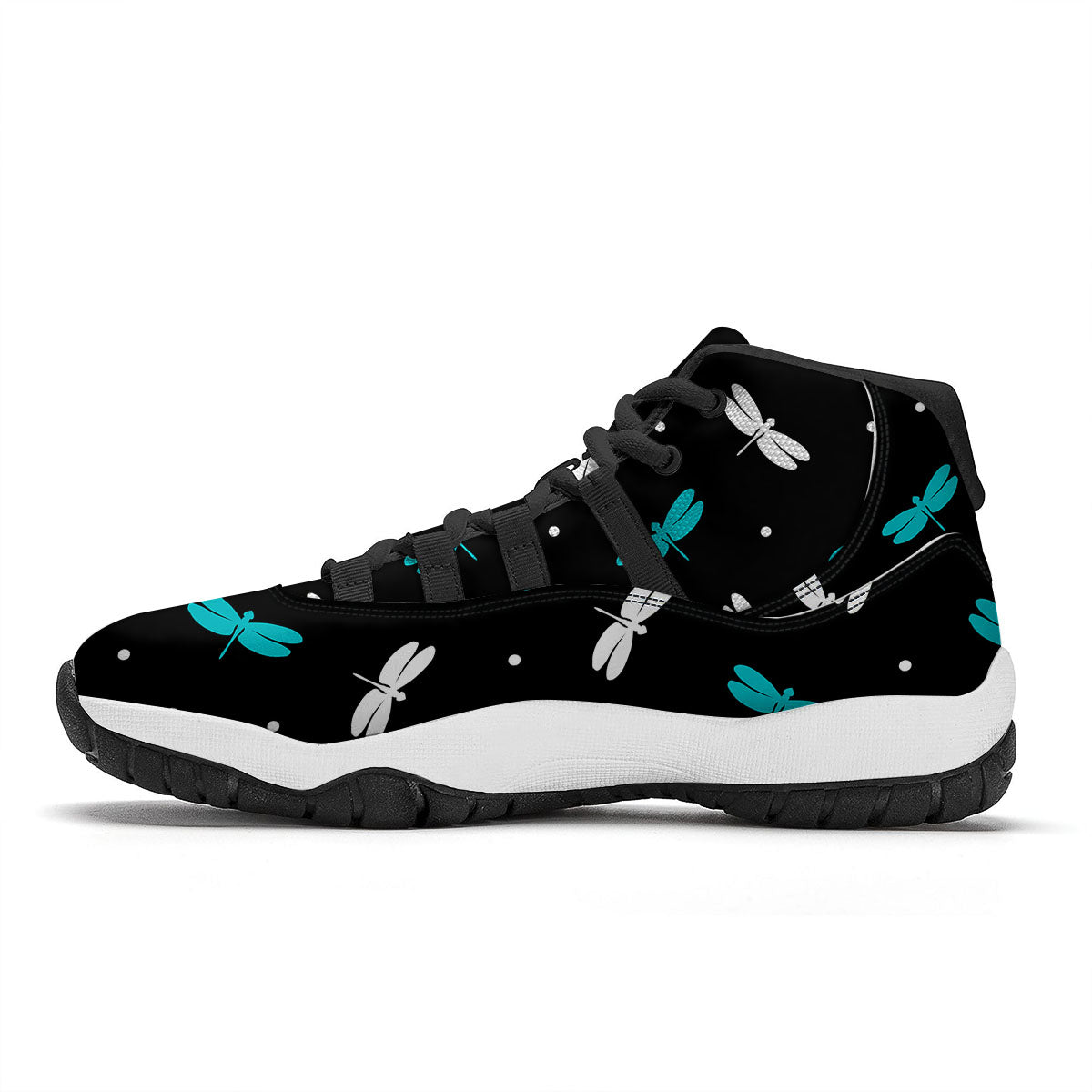 Dragonfly Polka Dot Print Pattern Black Bball Shoes-grizzshop