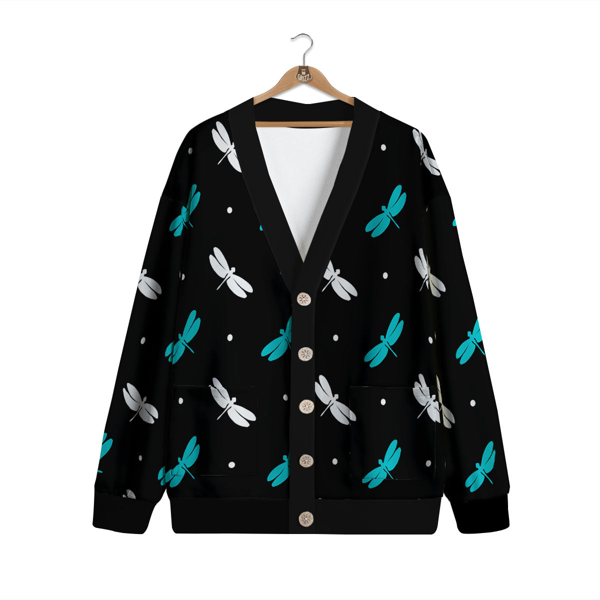 Dragonfly Polka Dot Print Pattern Cardigan-grizzshop