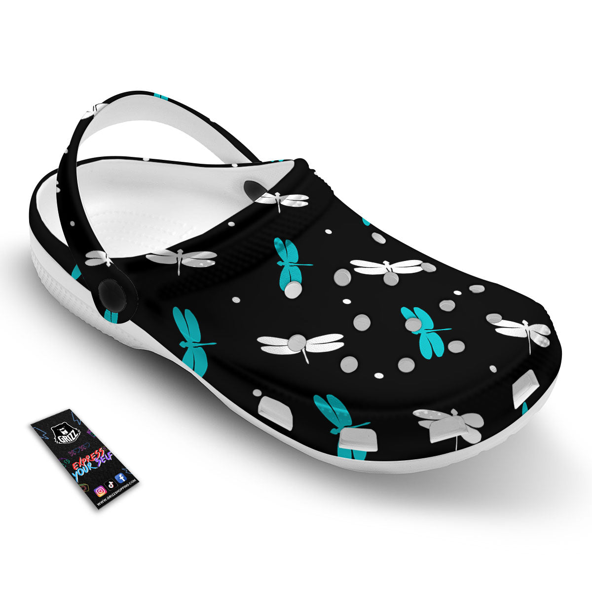 Dragonfly Polka Dot Print Pattern Clog-grizzshop
