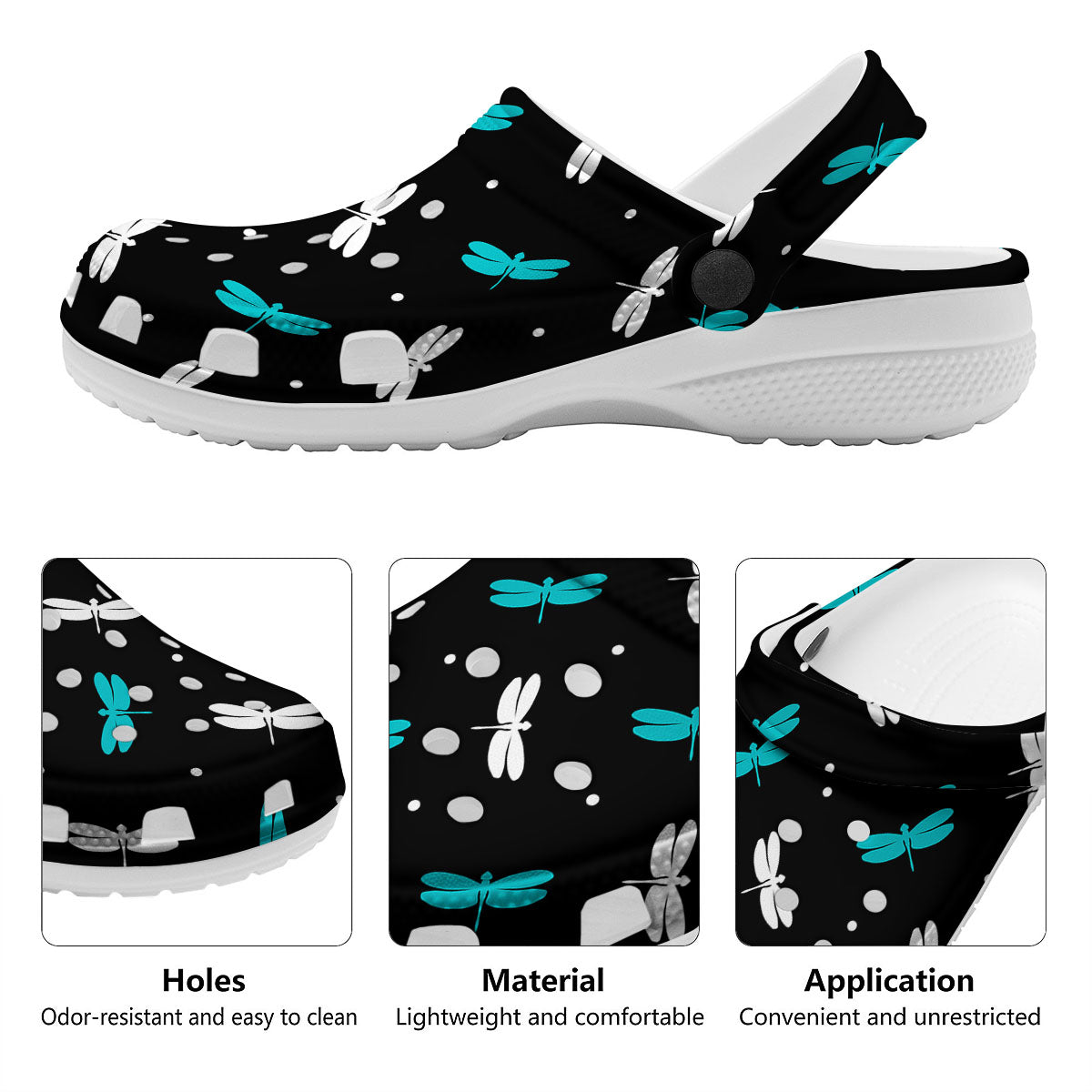Dragonfly Polka Dot Print Pattern Clog-grizzshop