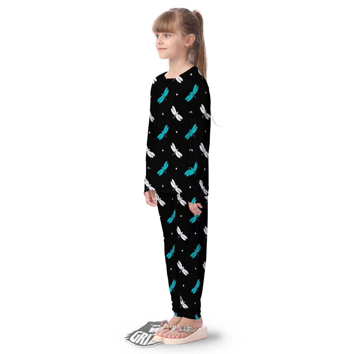 Dragonfly Polka Dot Print Pattern Kid's Pajamas-grizzshop