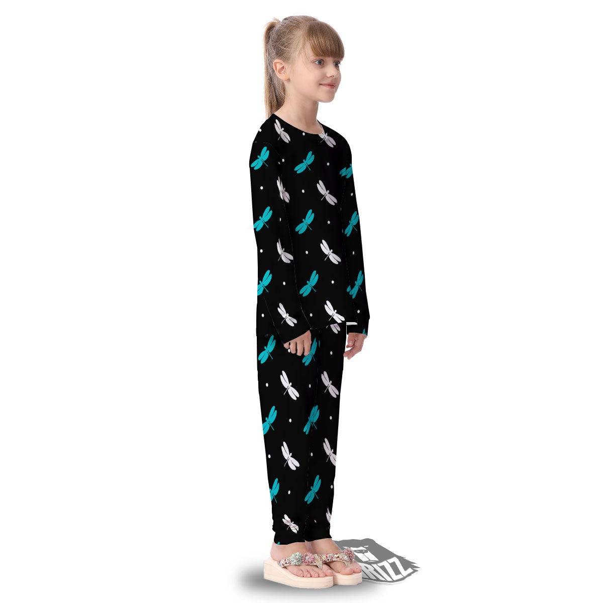 Dragonfly Polka Dot Print Pattern Kid's Pajamas-grizzshop
