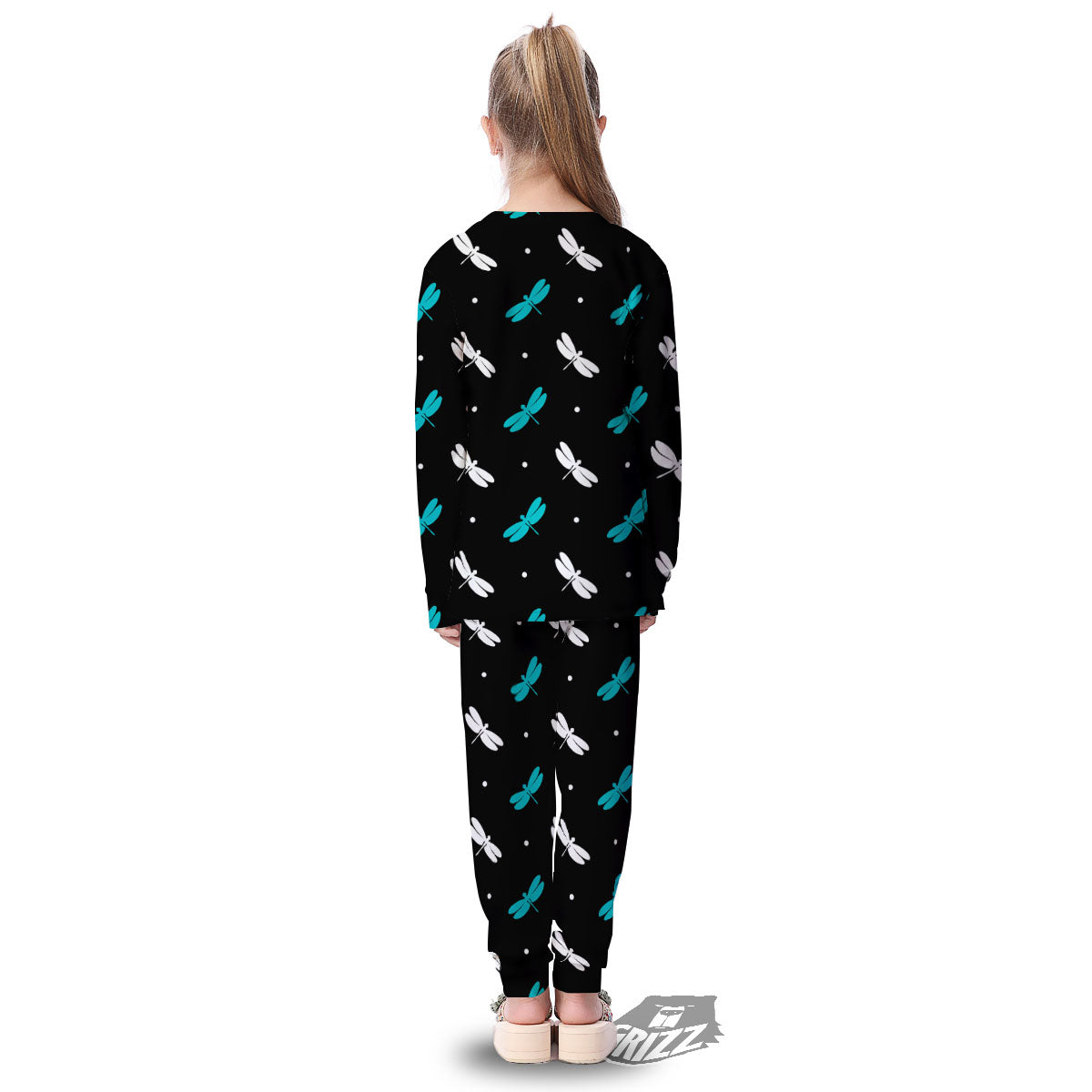 Dragonfly Polka Dot Print Pattern Kid's Pajamas-grizzshop