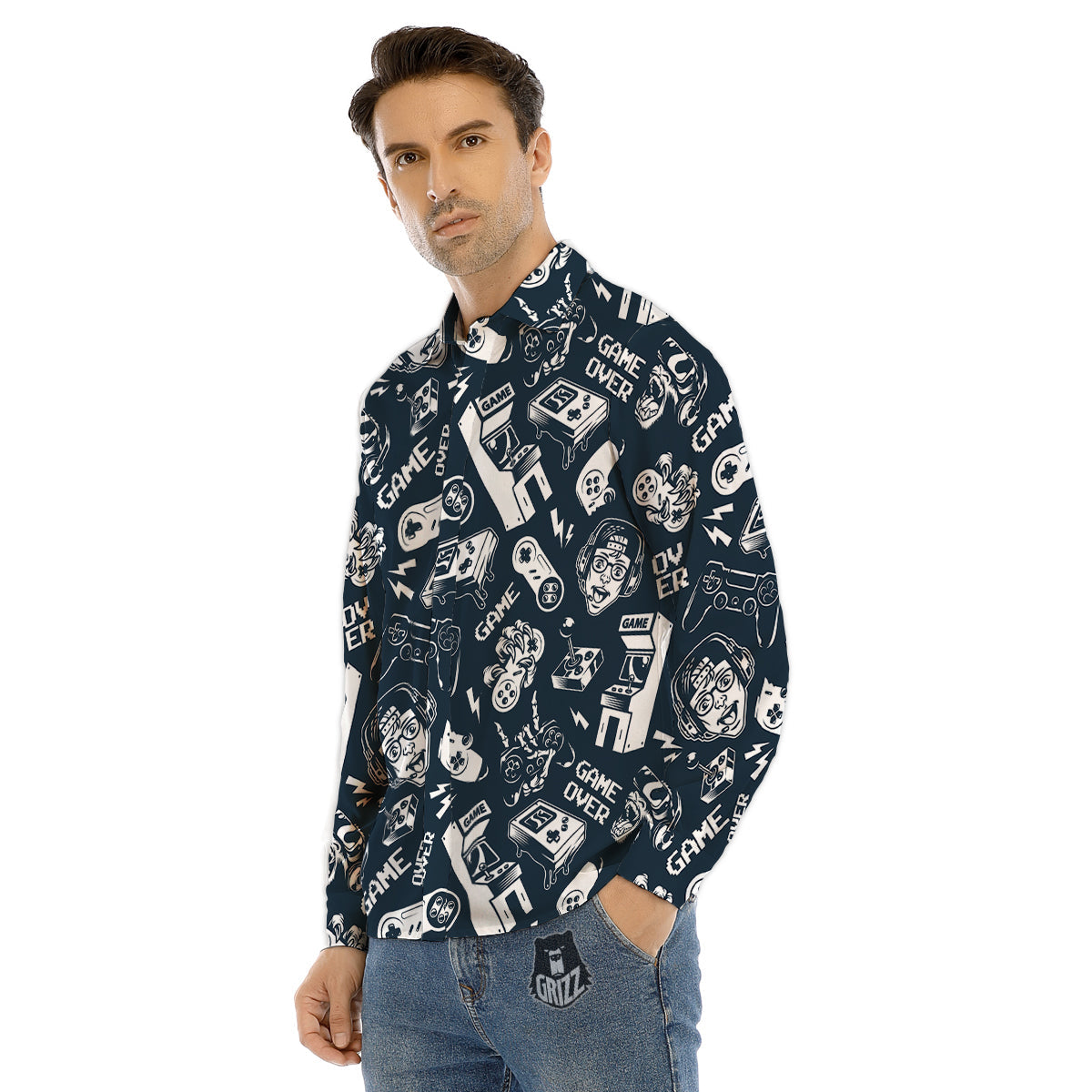 Dragonfly Polka Dot Print Pattern Men's Dress Shirts-grizzshop