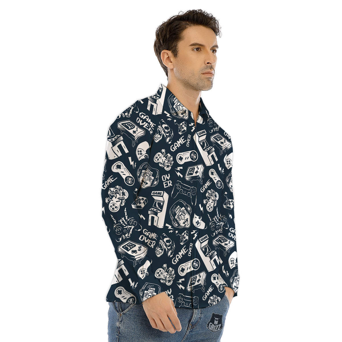 Dragonfly Polka Dot Print Pattern Men's Dress Shirts-grizzshop