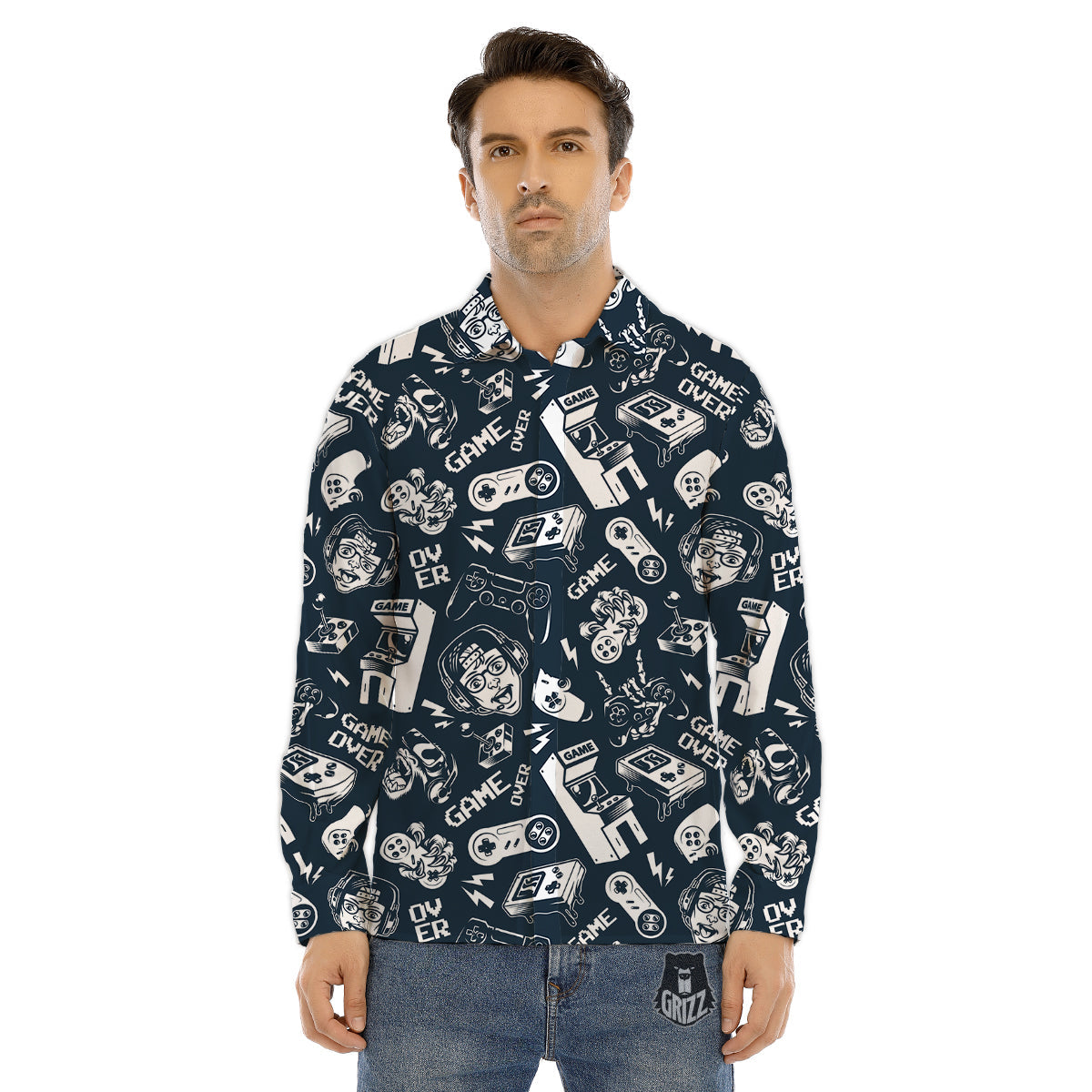 Dragonfly Polka Dot Print Pattern Men's Dress Shirts-grizzshop