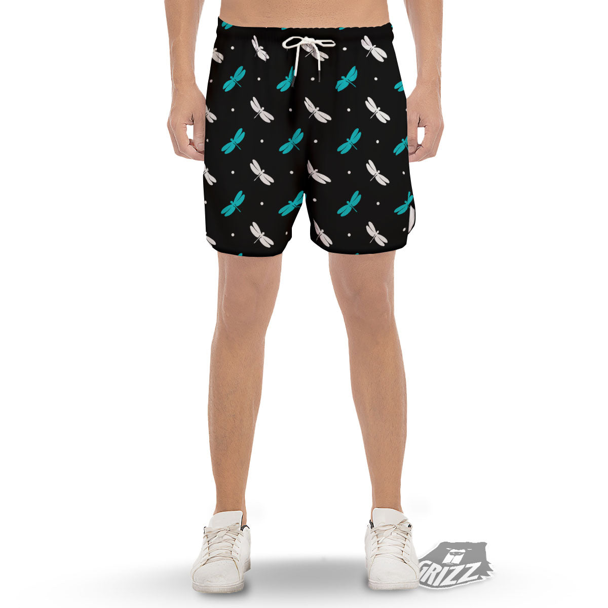 Dragonfly Polka Dot Print Pattern Men's Gym Shorts-grizzshop
