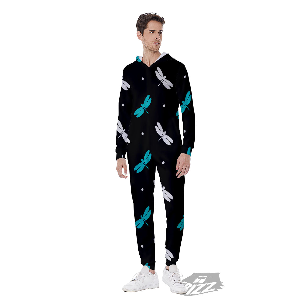 Dragonfly Polka Dot Print Pattern Men's Jumpsuit-grizzshop