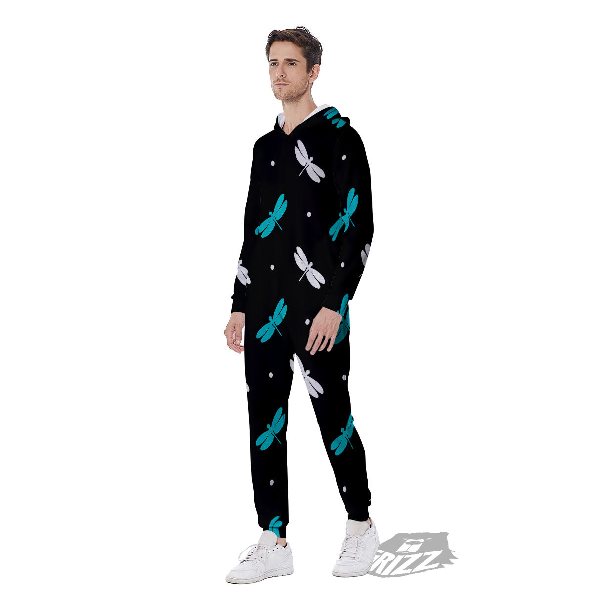 Dragonfly Polka Dot Print Pattern Men's Jumpsuit-grizzshop