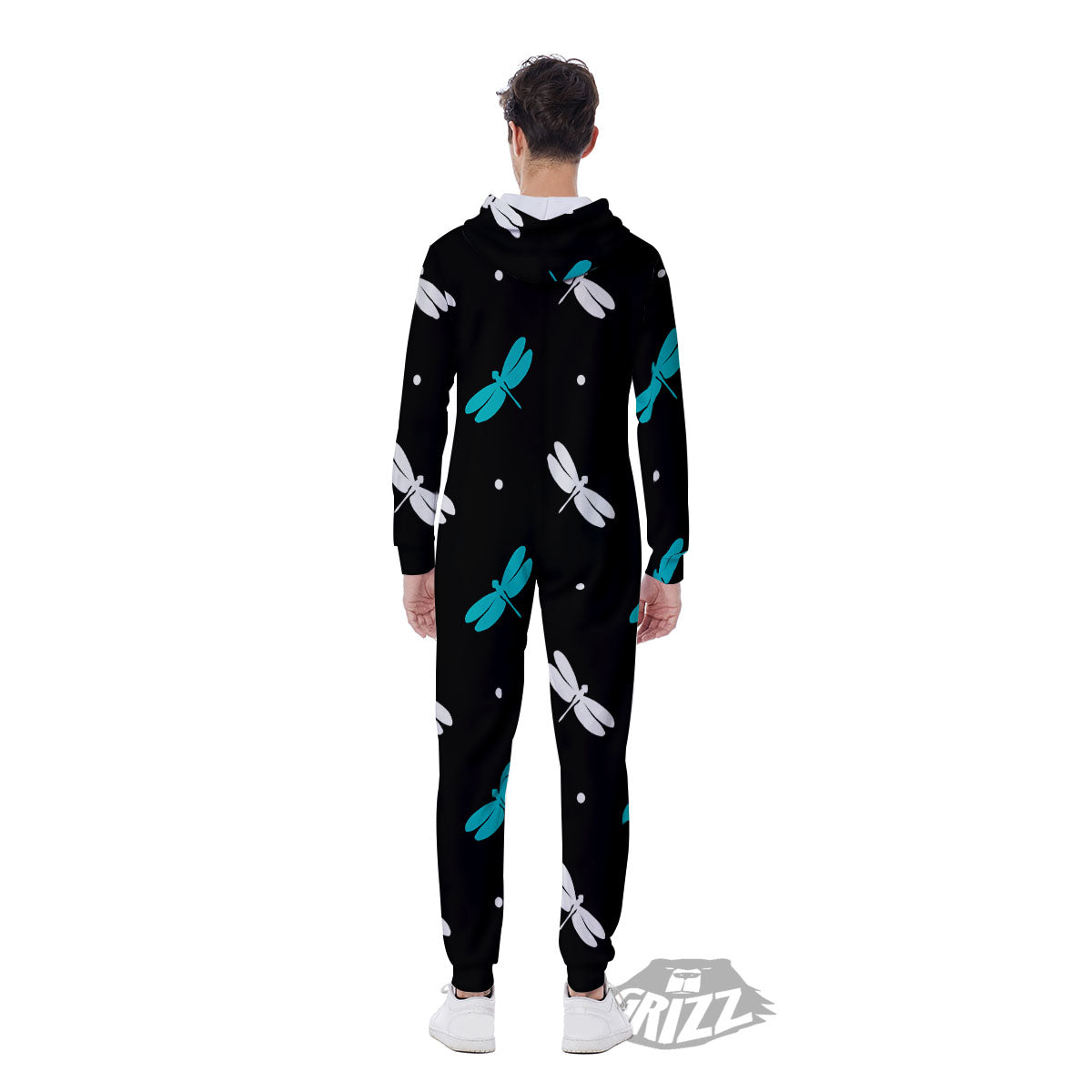 Dragonfly Polka Dot Print Pattern Men's Jumpsuit-grizzshop