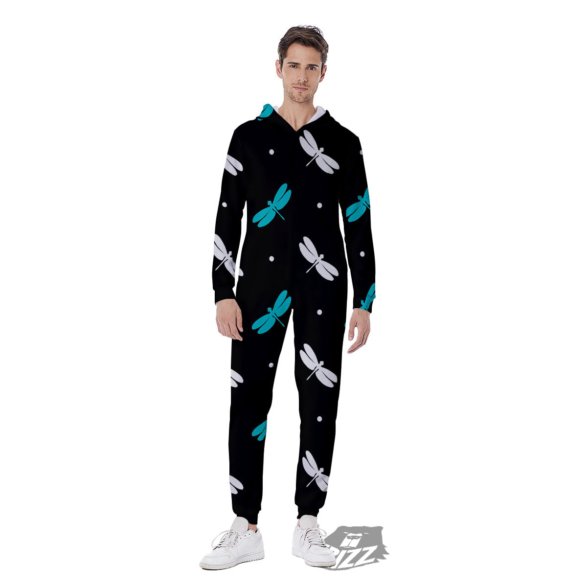 Dragonfly Polka Dot Print Pattern Men's Jumpsuit-grizzshop
