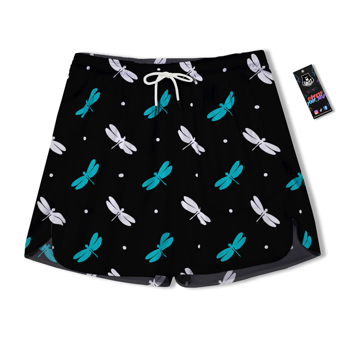 Dragonfly Polka Dot Print Pattern Men's Running Shorts-grizzshop