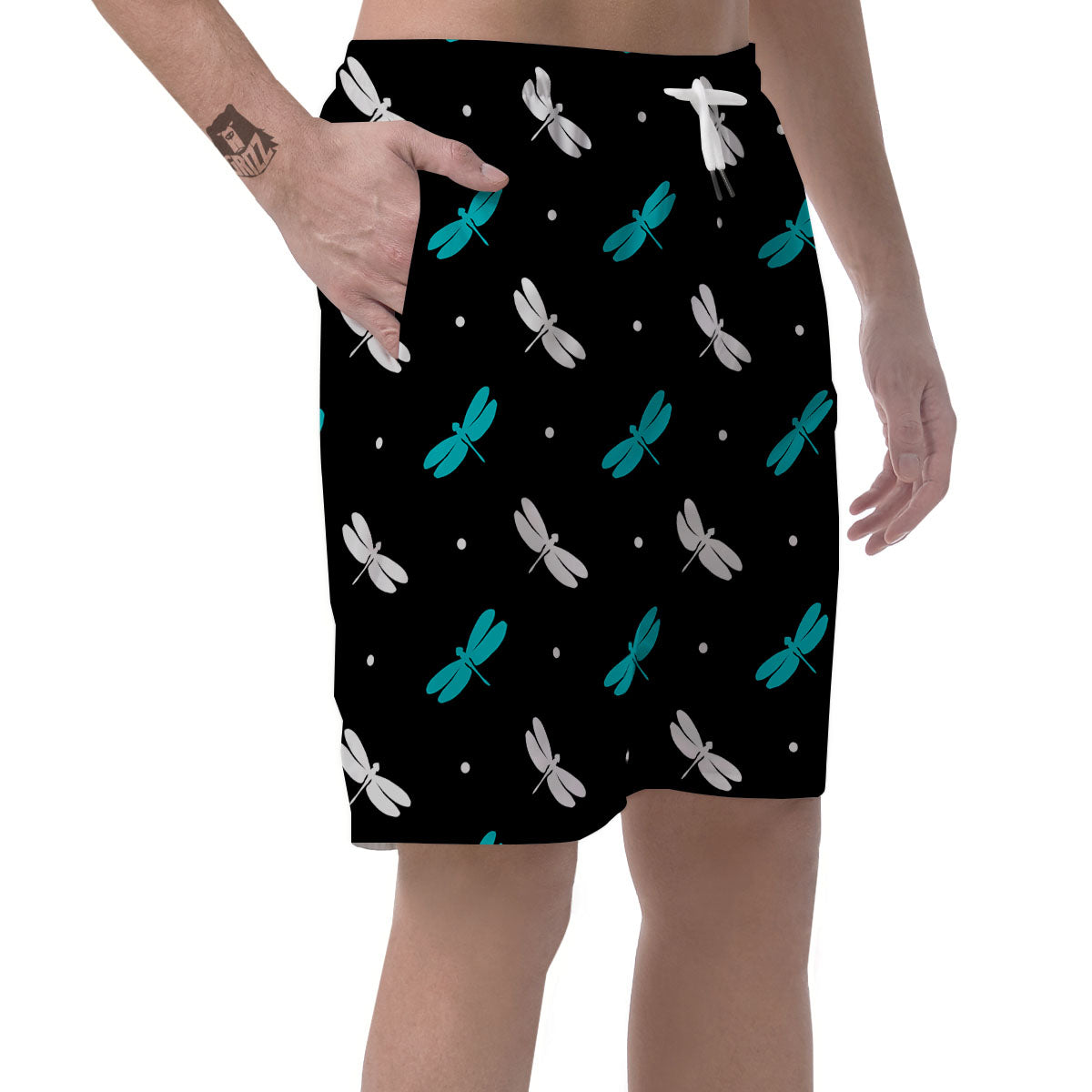 Dragonfly Polka Dot Print Pattern Men's Shorts-grizzshop