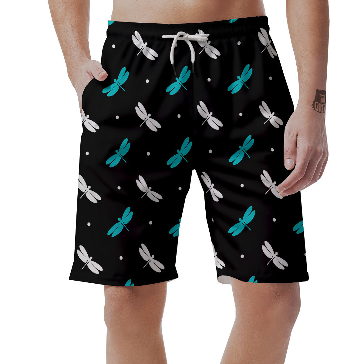 Dragonfly Polka Dot Print Pattern Men's Shorts-grizzshop