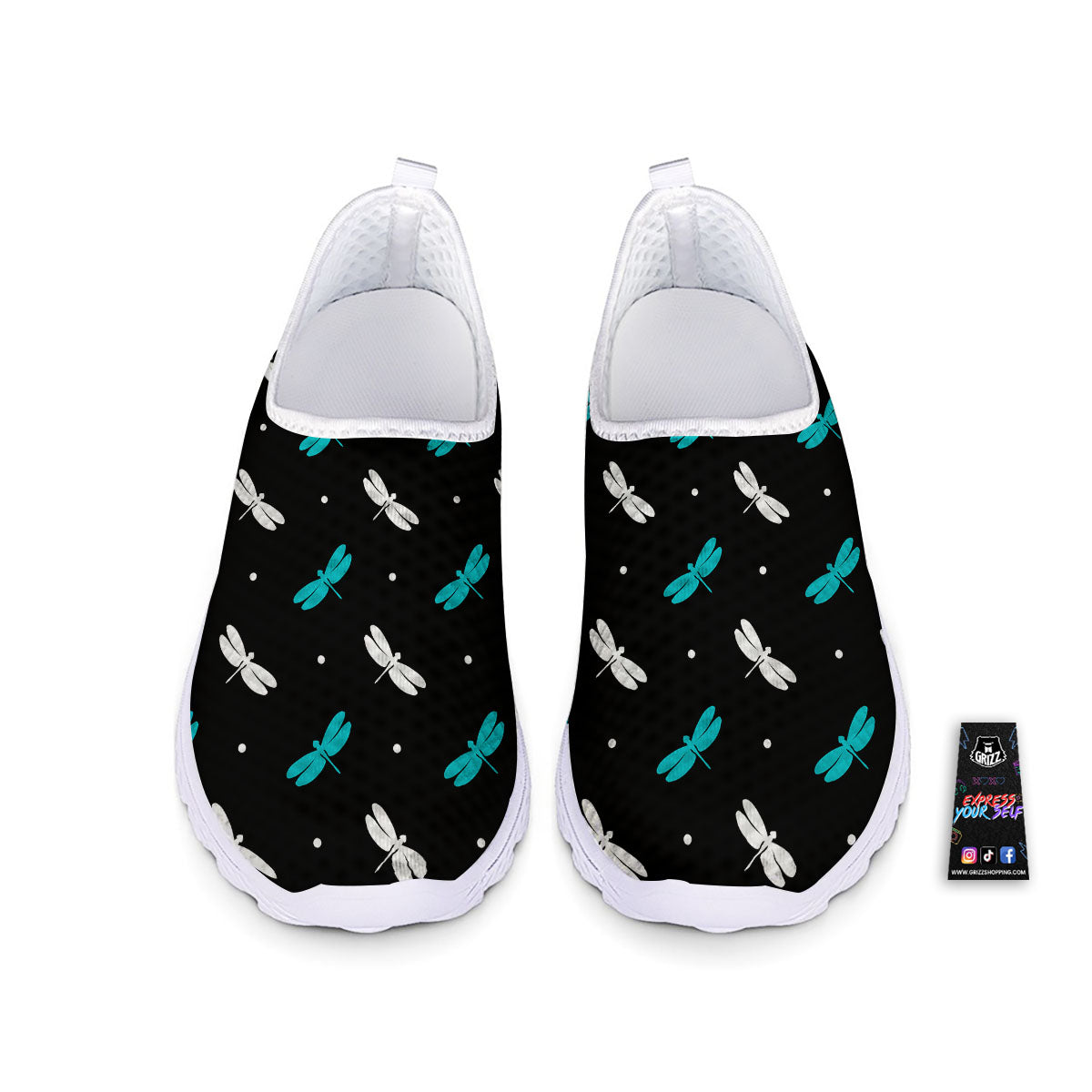 Dragonfly Polka Dot Print Pattern Nurse Shoes-grizzshop