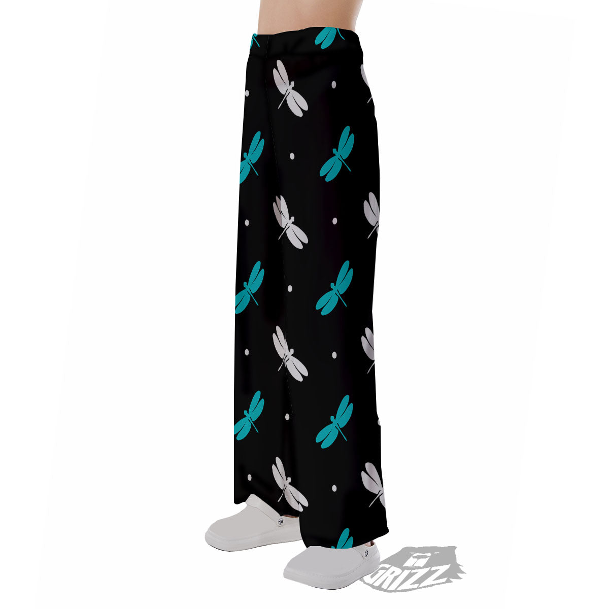 Dragonfly Polka Dot Print Pattern Pajama Pants-grizzshop