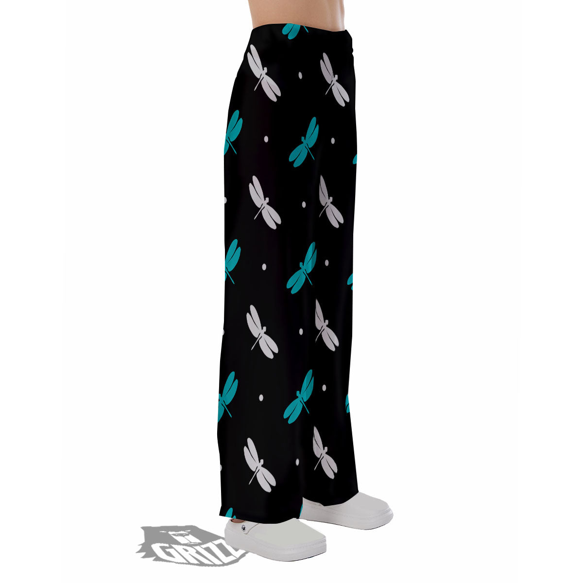 Dragonfly Polka Dot Print Pattern Pajama Pants-grizzshop