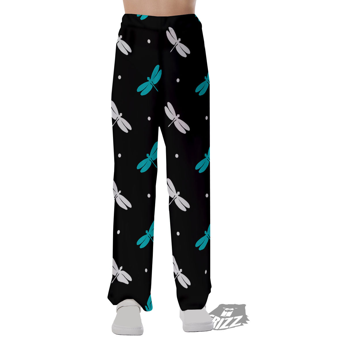 Dragonfly Polka Dot Print Pattern Pajama Pants-grizzshop