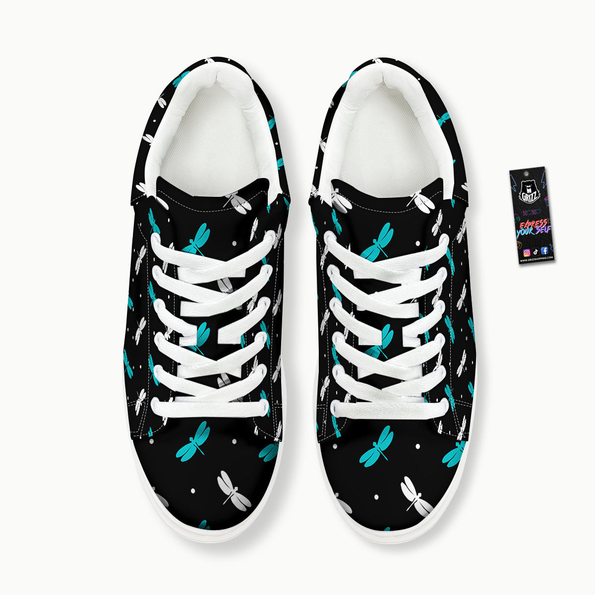 Dragonfly Polka Dot Print Pattern Platform Shoes-grizzshop