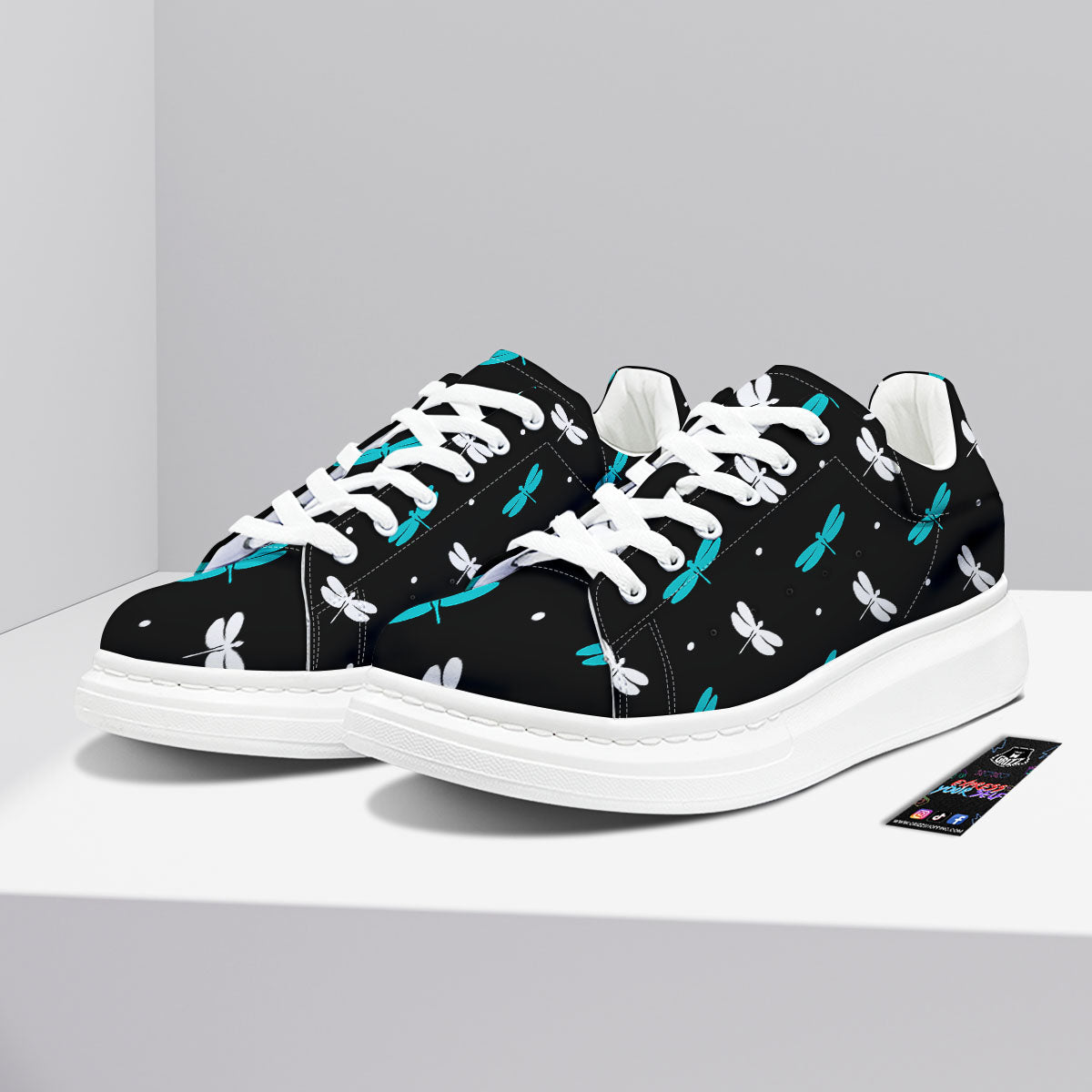 Dragonfly Polka Dot Print Pattern Platform Shoes-grizzshop