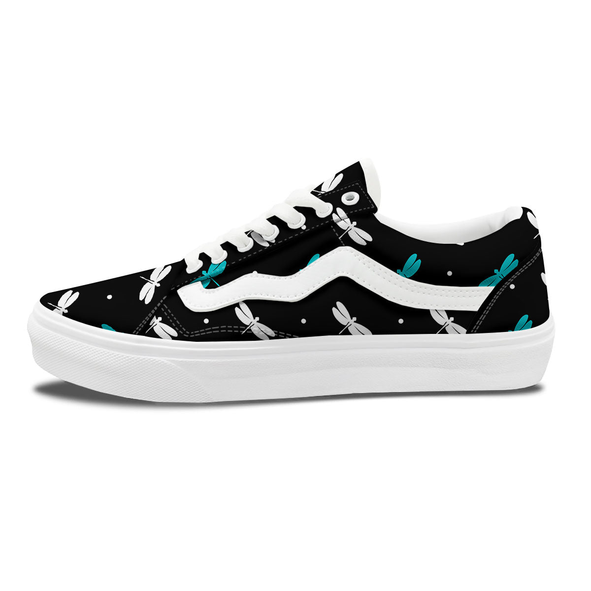 Dragonfly Polka Dot Print Pattern Skate Shoes-grizzshop