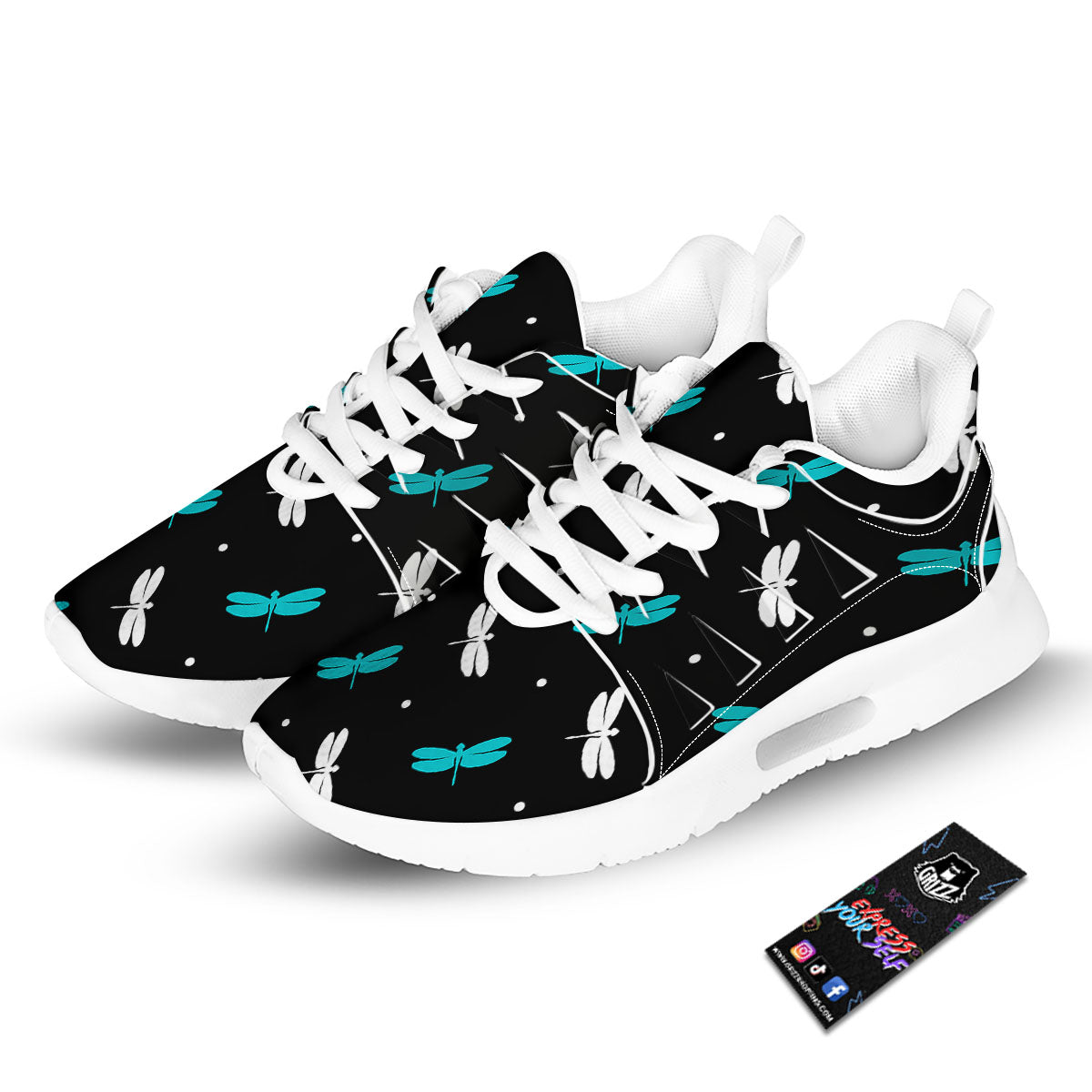 Dragonfly Polka Dot Print Pattern Tennis Shoes-grizzshop