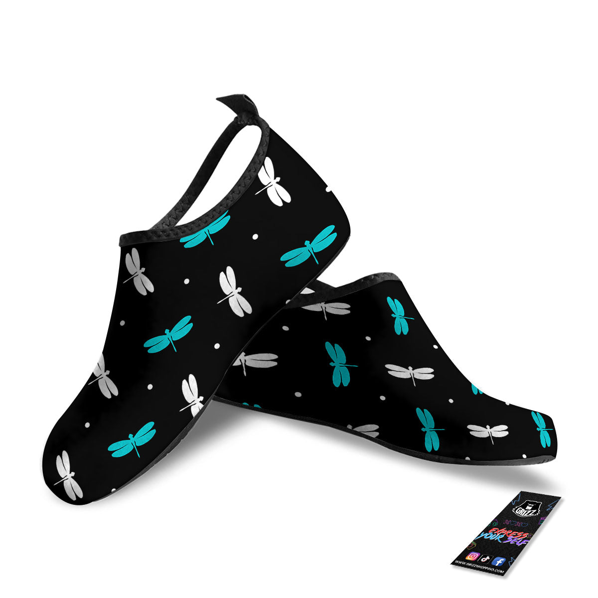 Dragonfly Polka Dot Print Pattern Water Shoes-grizzshop
