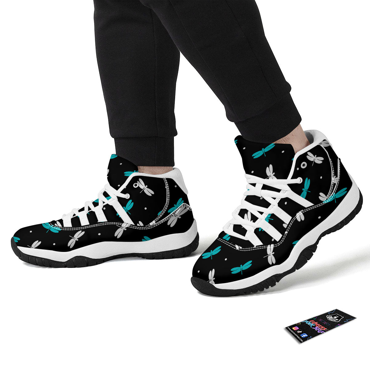 Dragonfly Polka Dot Print Pattern White Bball Shoes-grizzshop