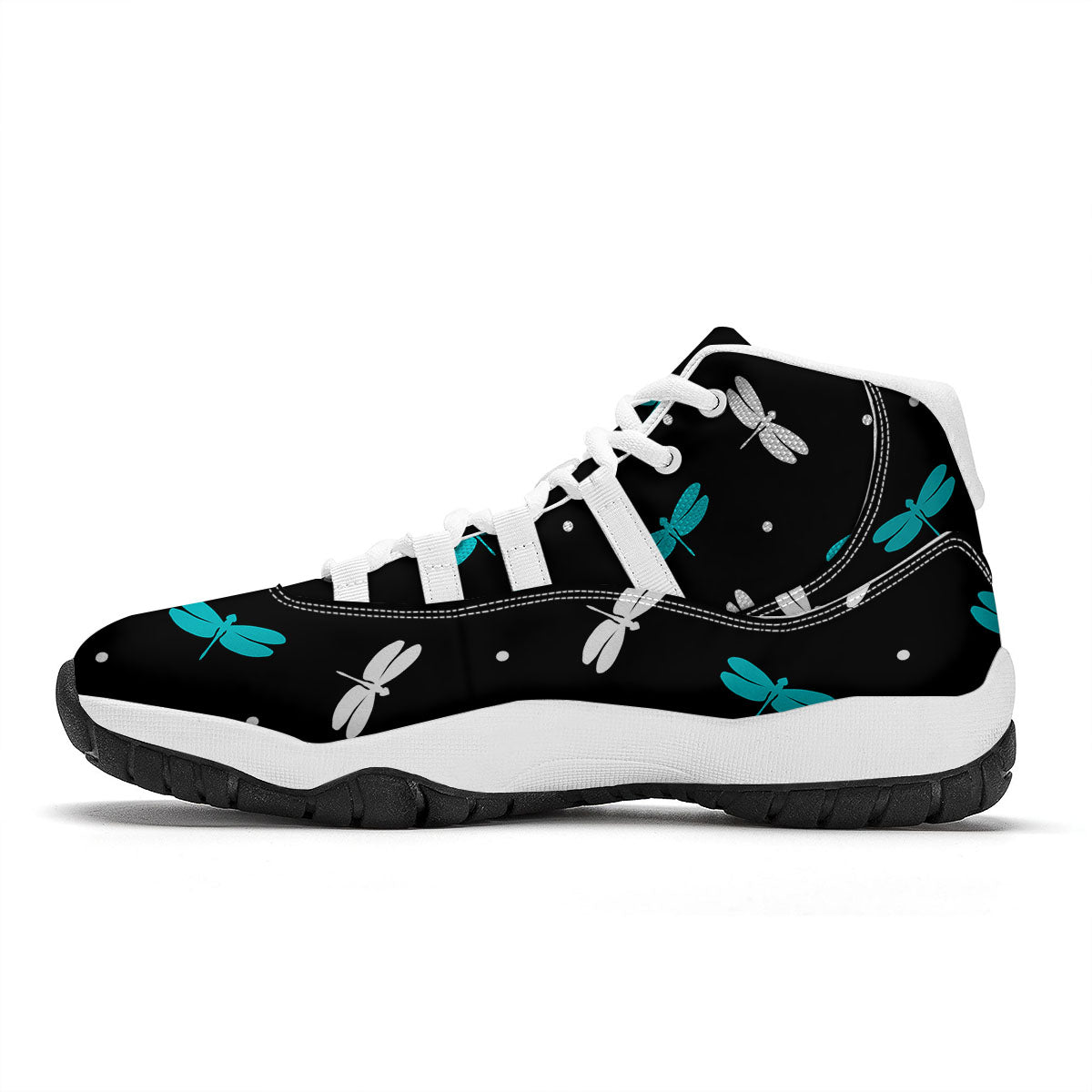 Dragonfly Polka Dot Print Pattern White Bball Shoes-grizzshop