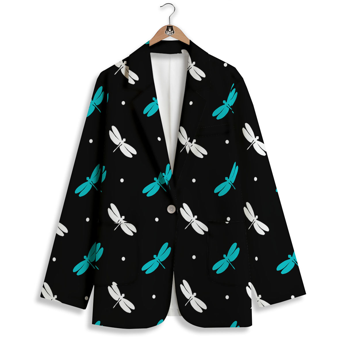 Dragonfly Polka Dot Print Pattern Women's Blazer-grizzshop