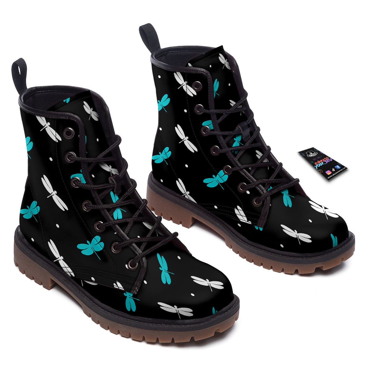 Dragonfly Polka Dot Print Pattern Work Boots-grizzshop