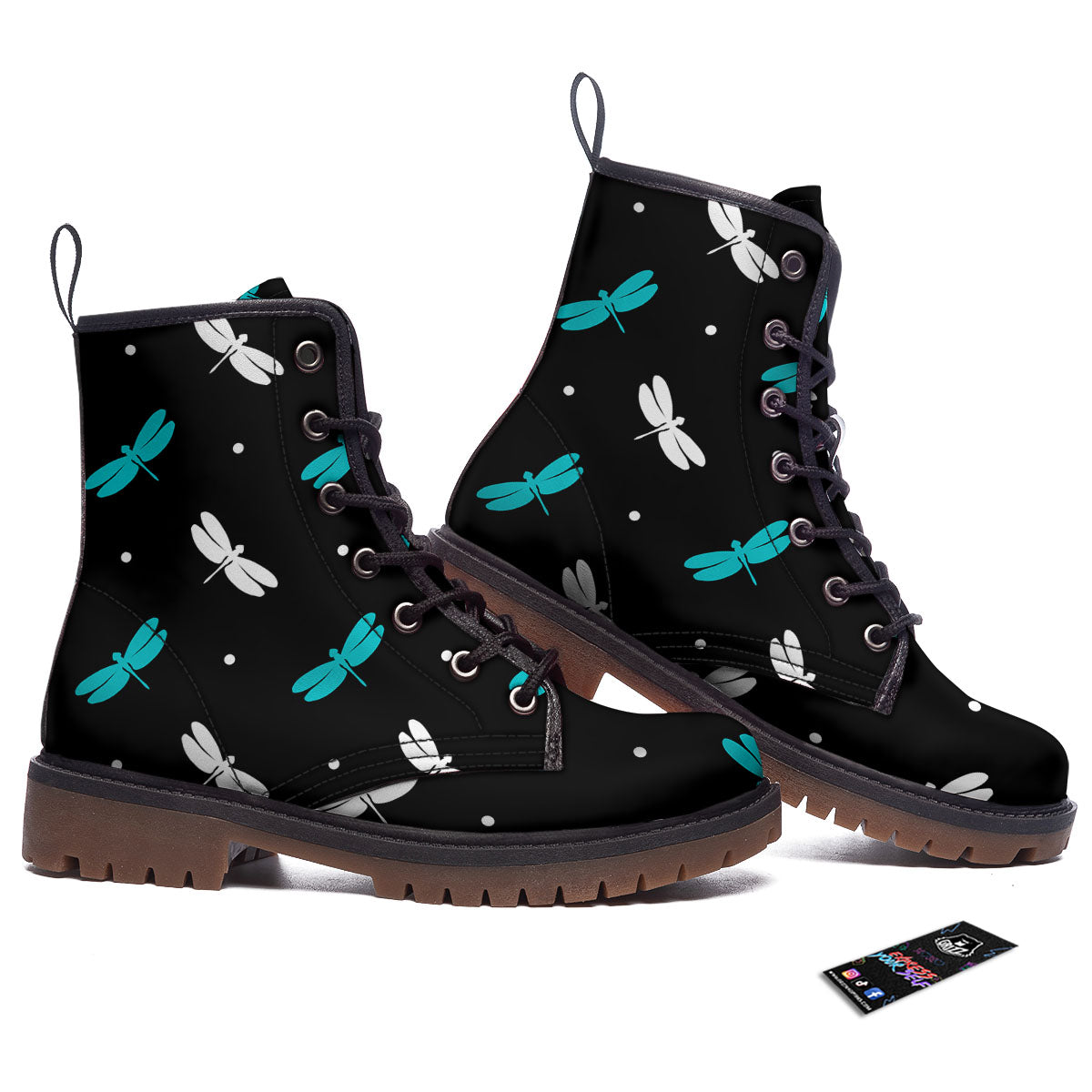 Dragonfly Polka Dot Print Pattern Work Boots-grizzshop