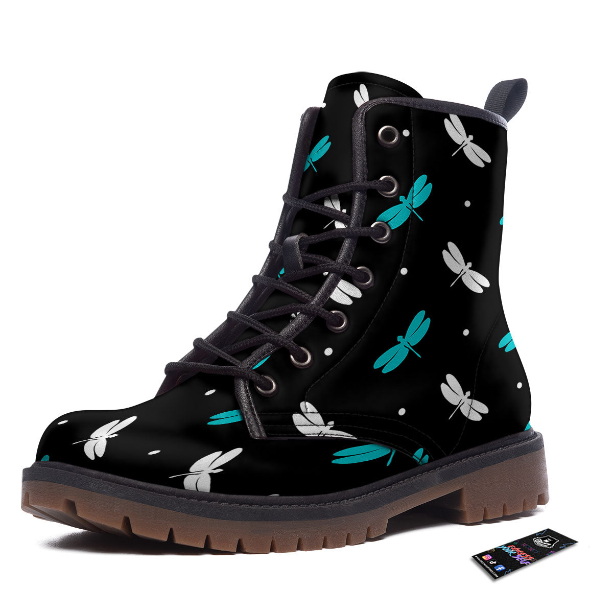 Dragonfly Polka Dot Print Pattern Work Boots-grizzshop