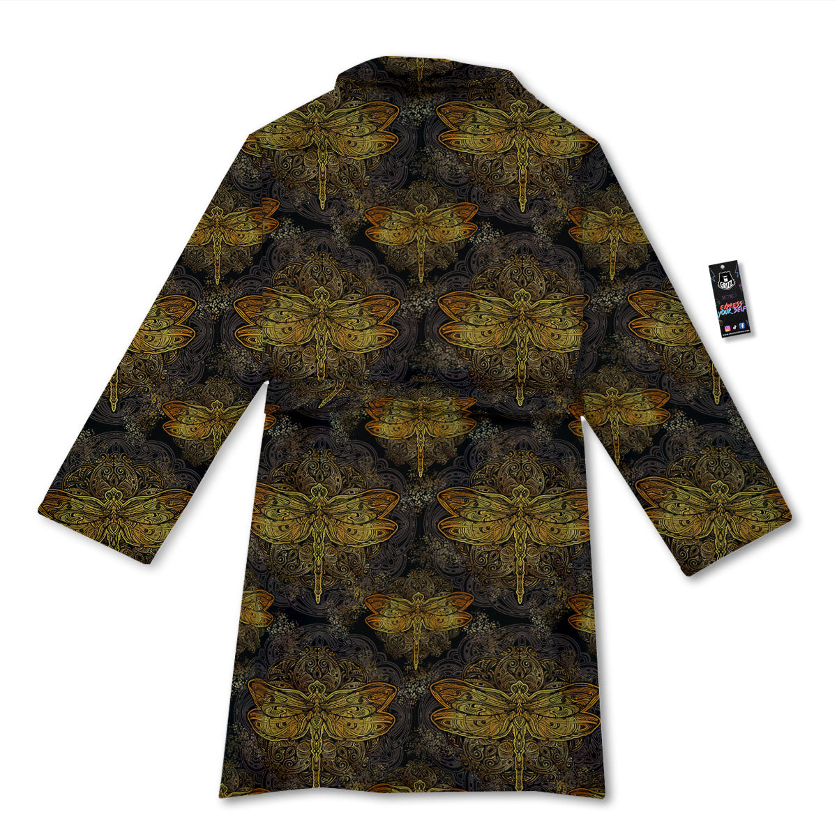Dragonfly Spiritual Golden Print Bathrobe-grizzshop