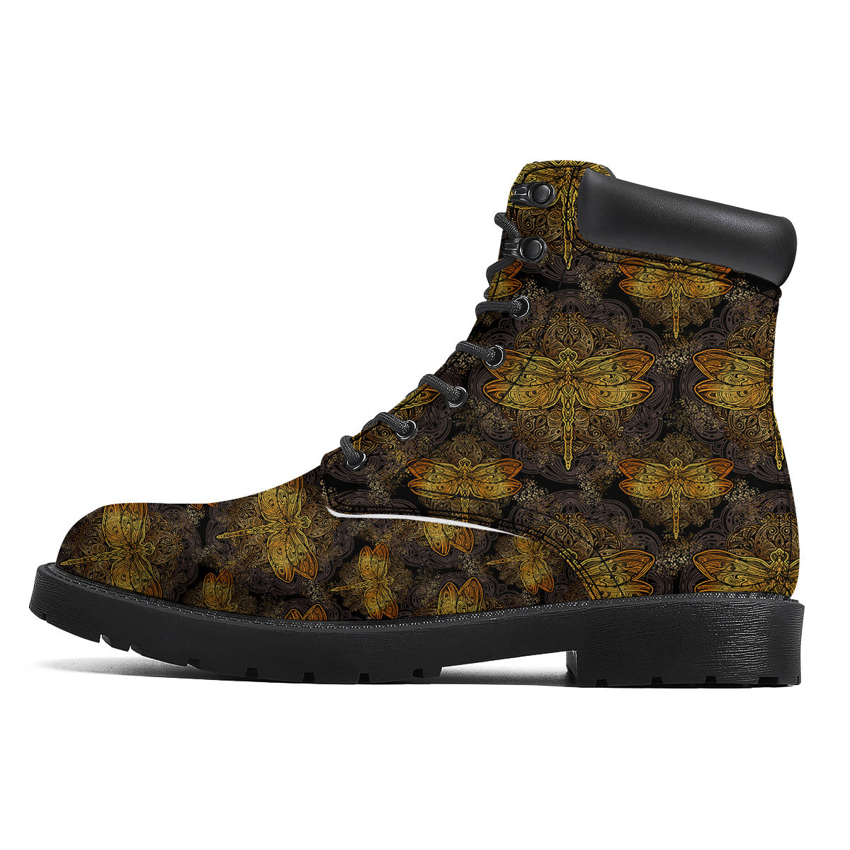 Dragonfly Spiritual Golden Print Boots-grizzshop